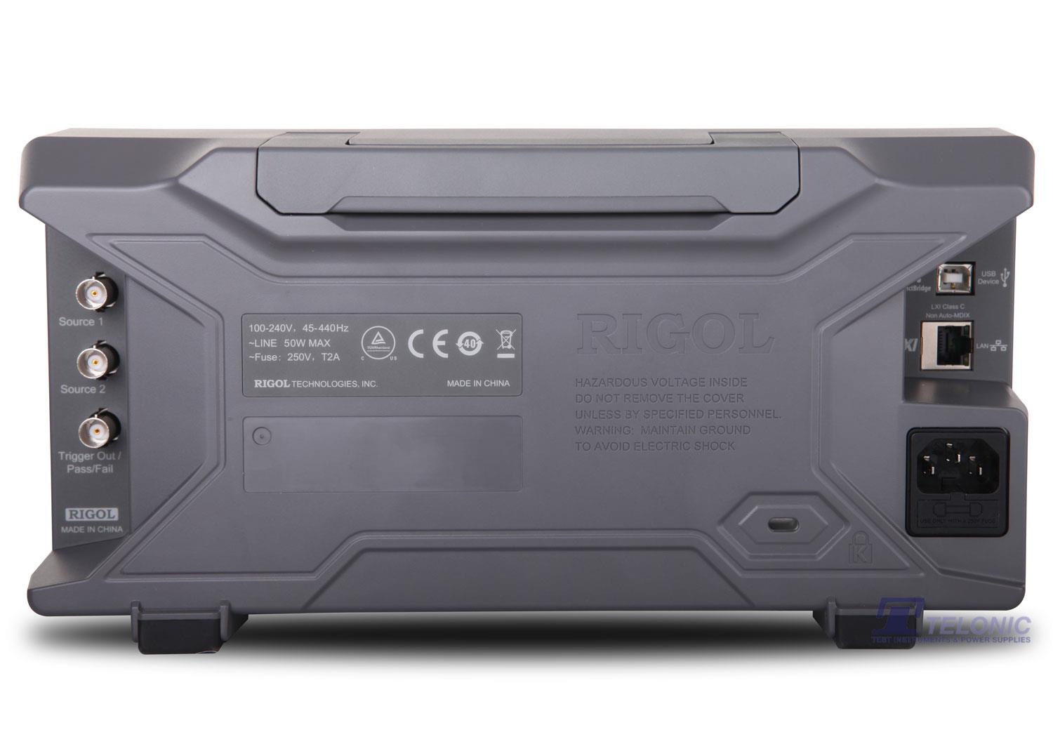 Rear view of the Rigol DS1054Z showing connectivity and mains input